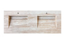 Troia Light Travertine Vein-cut Double Sink Above Vanity Bathroom Sink (W)23" (L)60" (H)5.5" product shot top view