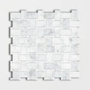 Bella White Polished Basket Weave Marble Mosaics 12x12