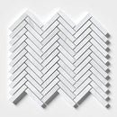 Bianco Dolomiti Honed Herringbone 5/8x3 Marble Mosaics 10 7/16x12 13/16