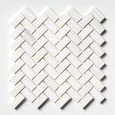 Bianco Dolomiti Polished Herringbone Marble Mosaics 12 1/8x13 3/8