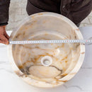 Handcrafted Giallo Marble Vessel Sink Beige 16 Inch Bathroom Bowl