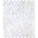 bianco ibiza white marble mosaic tile 2 hexagon backsplash tumbled BIBZWMMH2T multiple top view white grouted