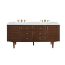 James Martin Amberly 72" Dual Mount Double Bathroom Vanity, Mid-Century Walnut