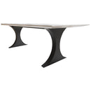 Modern Metal Dining Table Legs for Heavy Table Tops Matte Black (W)28" (L)77" (H)28" angle view with tabletop