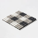 Black, Thala Gray, Bianco Dolomiti Honed Penny Round Plaid 1 Marble Mosaics 9 27/32x9 27/32