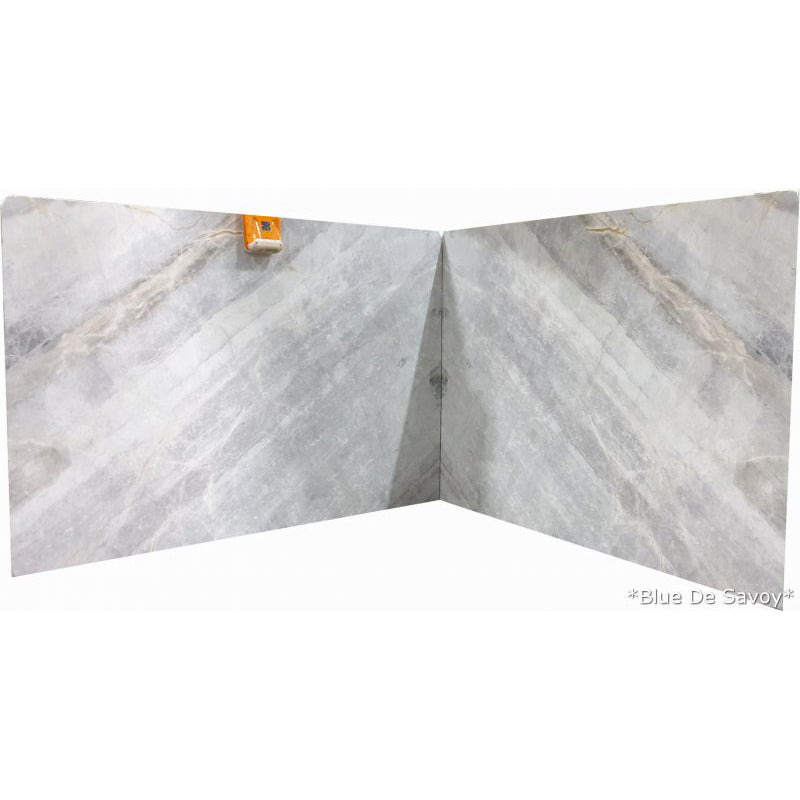 blue de savoy marble slabs polished 2cm bookmatching 2 slabs front view