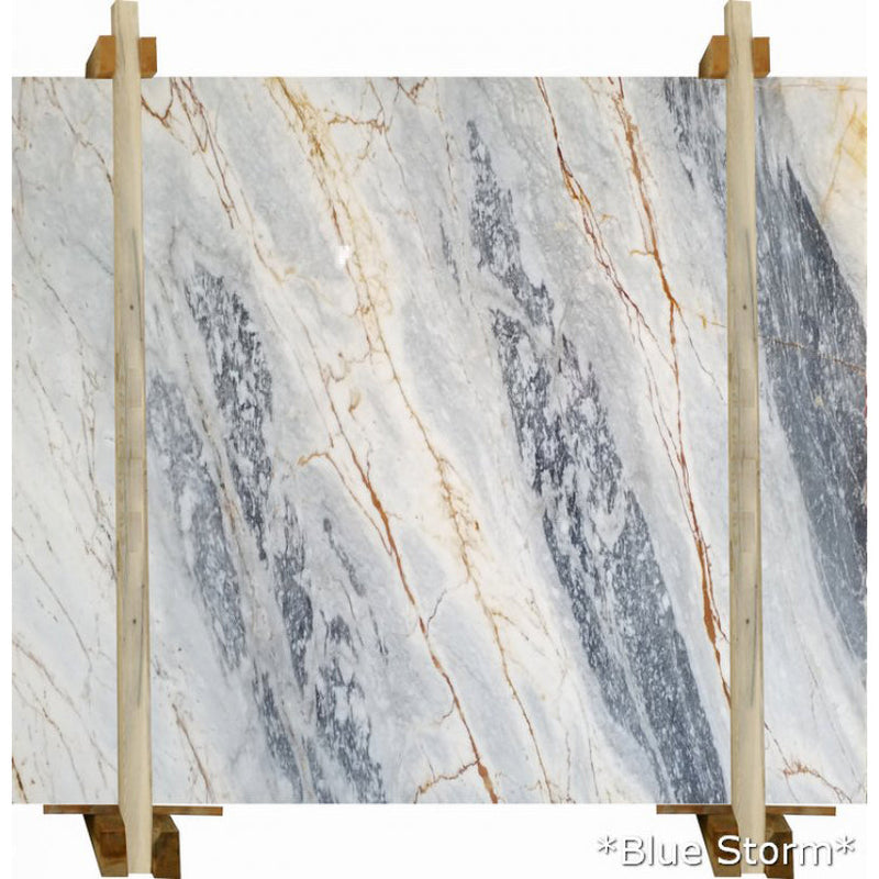 blue storm marble slabs polished 2cm bundle slab front view