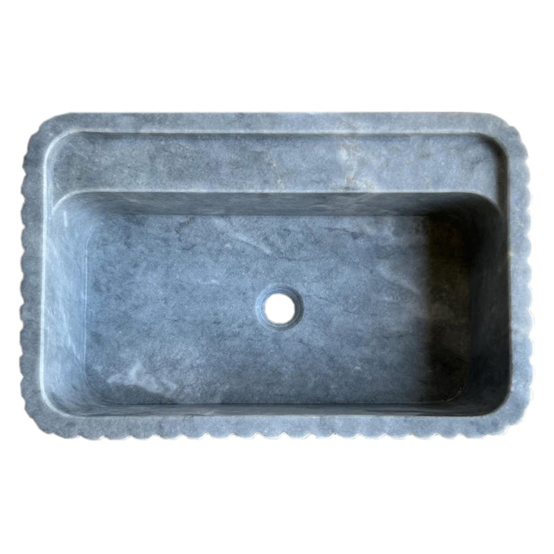 Bluestone Marble Rectangular Wall-mount Bathroom Sink Fluted (W)16" (L)24" (H)12" top view