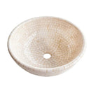 Natural Stone Marble Round Vessel Bathroom Sink In Beige 16