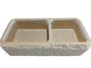 Botticino Beige Marble Farmhouse Apron Kitchen Double Sink (W)16" (L)32" (H)10" split face top angle view