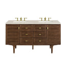 James Martin Amberly 60" Dual Mount Double Bathroom Vanity, Mid-Century Walnut