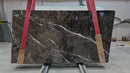 Bruno Perla Brown Bookmatching Marble Slabs Polished - Full Truckload one slab red straps holding it