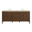 James Martin Myrrin 72" Double Bathroom Vanity, Mid-Century Walnut