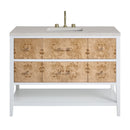 James Martin Olena 48" Single Bathroom Vanity, Polished White and Light Mappa Burl
