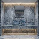 Bursa Gray Marble Wall-Mount Bathroom Sink with 6" Backsplash (W)16" (L)27" (H)6"