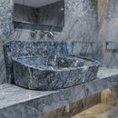 Bursa Gray Marble Wall-Mount Bathroom Sink with 6" Backsplash (W)16" (L)27" (H)6"