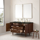 James Martin Amberly 60" Dual Mount Double Bathroom Vanity, Mid-Century Walnut