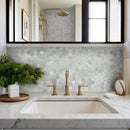Carrara White Hexagon 11.75"x12" Honed Marble Mesh-Mounted Mosaic Tile 2" Hexagon-MSI Collection