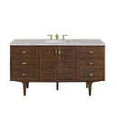 James Martin Amberly 60" Dual Mount Single Bathroom Vanity, Mid-Century Walnut