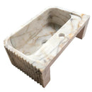 Calacatta Gold White Marble Vanity Sink With Fluted Design