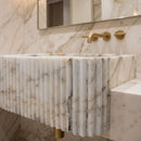 Calacatta Gold Marble Wall-mount Bathroom Vanity Sink Fluted (W)18" (L)36" (H)7"