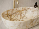 Calacatta Gold Marble Above-Vanity Oval Curved Sink Polished (W)16" (L)24" (H)5"