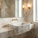 Calacatta Gold Marble Wall-mount Bathroom Vanity Sink Fluted (W)18" (L)36" (H)7"