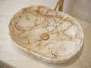 Calacatta Gold Marble Above-Vanity Oval Curved Sink Polished (W)16" (L)24" (H)5"