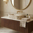Handcrafted Fluted Calacatta Gold Marble Vessel Bathroom Sink