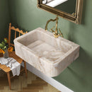 Calacatta Gold Fluted Marble Wall Mount Bathroom Sink 18x30 Inch