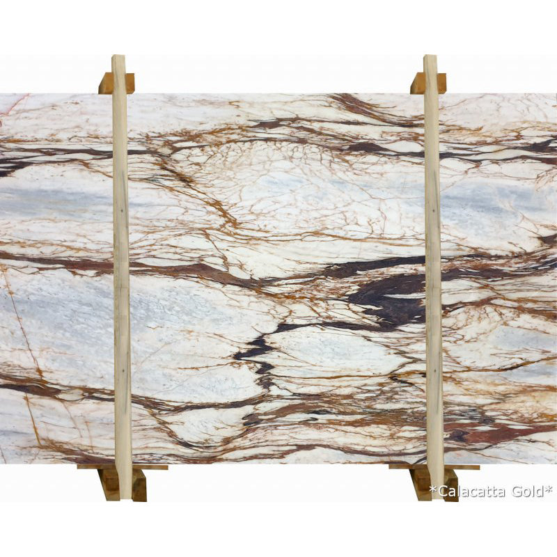 calacatta gold marble slabs polished 2cm slabs front view