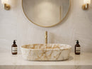 Calacatta Gold Marble Above-Vanity Oval Curved Sink Polished (W)16" (L)24" (H)5"
