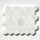Calacatta T Honed Hexagon Marble Mosaics 10 3/8x12