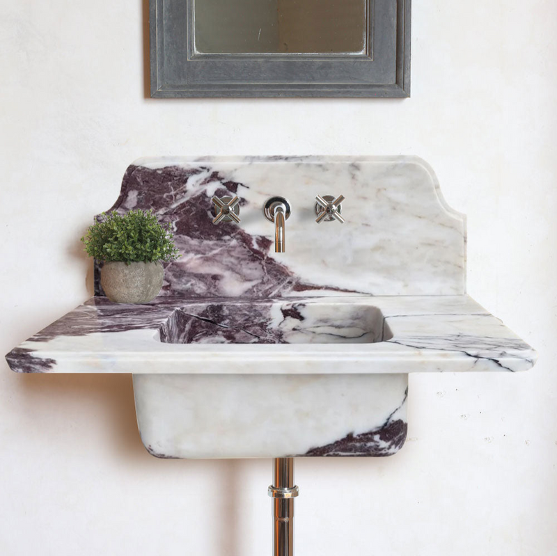 Calacatta Viola Marble Above-vanity Wall-mount Bathroom Sink with 10" Backsplash bathroom shot