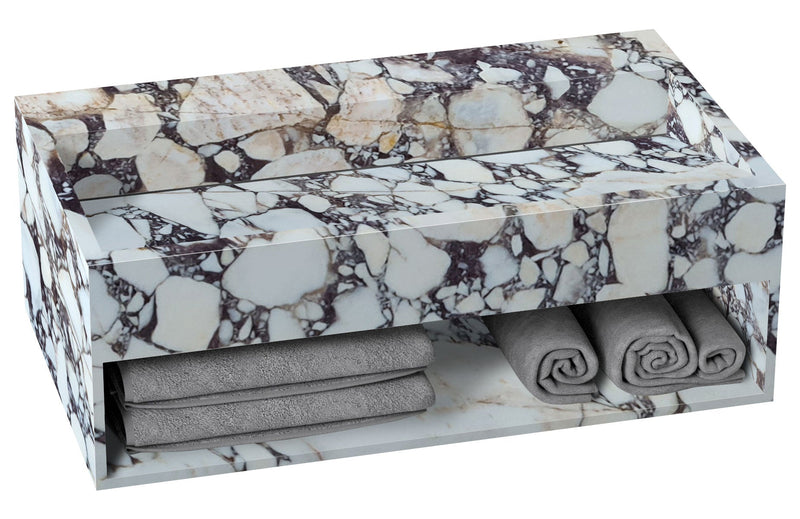 Calacatta Viola Marble Wall-mount Bathroom Sink Hidden Drain with Storage angle view