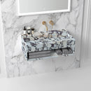 Wall Mount Calacatta Viola Marble Bathroom Sink With Storage