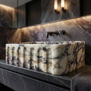 Calacatta Viola Marble Wall-mount Bathroom Vanity Sink Fluted Front (W)19.5" (L)31.5" (H)10"