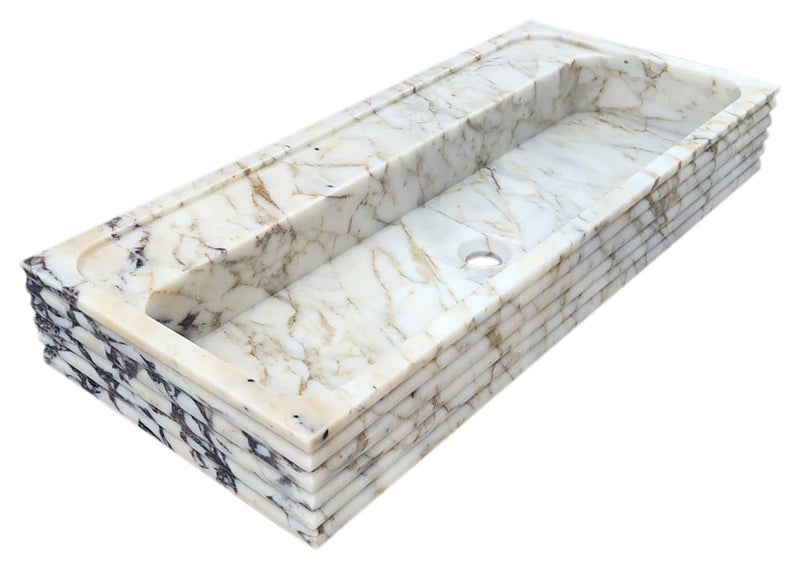 Calacatta Viola Gold Marble Wall-mount Bathroom Sink Horizontal Fluted (W)16" (W)36" (H)5" angle view