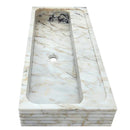 Calacatta Viola Gold Marble Handcrafted Floating Bathroom Sink – Luxury Horizontal Fluted (W)16" (L)36"