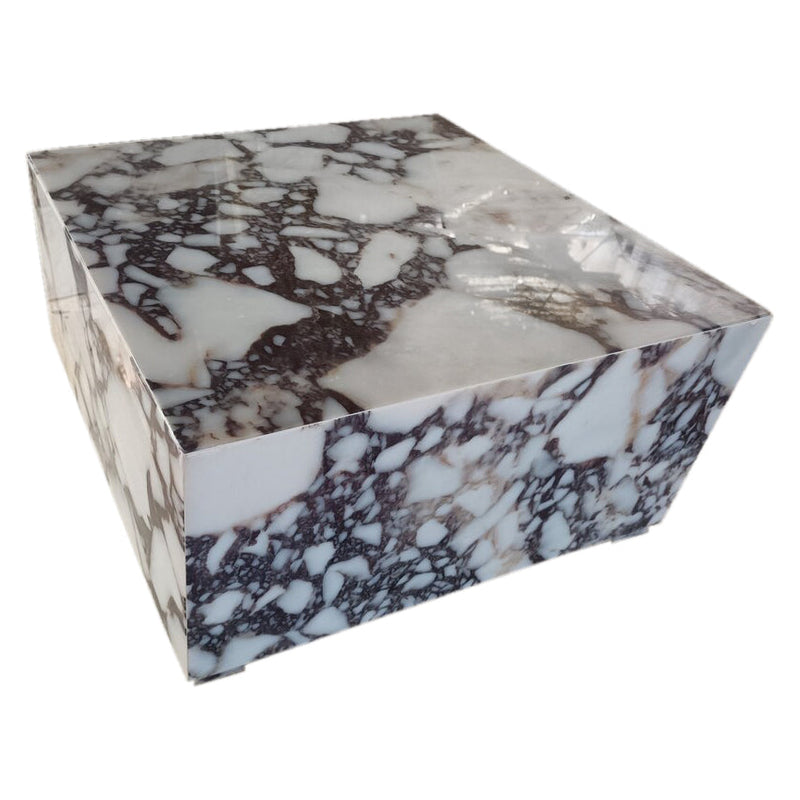 Calacatta Viola Marble Rectangular Prism Block Design Coffee Table (W)24" (L)24" (H)12" angle view