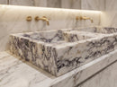 Calacatta Viola Marble Double Bathroom Sink Polished (W)19" (L)53" (H)6"