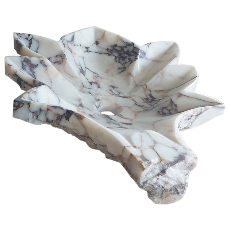 Calacatta Viola Marble Leaf Design Above Vanity Bathroom Sink Honed (W)20" (L)24" (H)5" side view