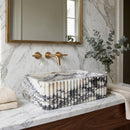 Calacatta Viola Marble Wall-Mount Rectangular Fluted Bathroom Sink (W)16" (L)24" (H)8"