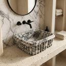 Calacatta Viola Marble Natural Stone Ribbed Square Vessel Sink (W)16.5" (L)16.5" (H)6"