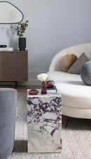 calacatta viola marble side table nightstand square top cube design W14 L14 H22 installed living room