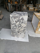 calacatta viola marble side table nightstand square top cube design W14 L14 H22 side view