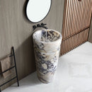 Calacatta Viola Marble Designer Pedestal Stand-Alone Sink (W)18" (L)18" (H)33" modern bathroom with black wall mount faucet
