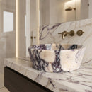 Calacatta Viola Marble Tapered Above Vanity Bathroom Sink Honed/Matte (D)16" (H)6"