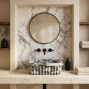 Calacatta Viola Marble Natural Stone Ribbed Square Vessel Sink (W)16.5" (L)16.5" (H)6"