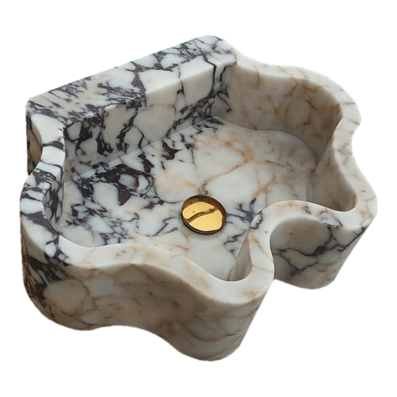 Calacatta Viola Marble Wall-mount Bathroom Sink Wavy Edges (W)16" (L)21" (H)6" corner view